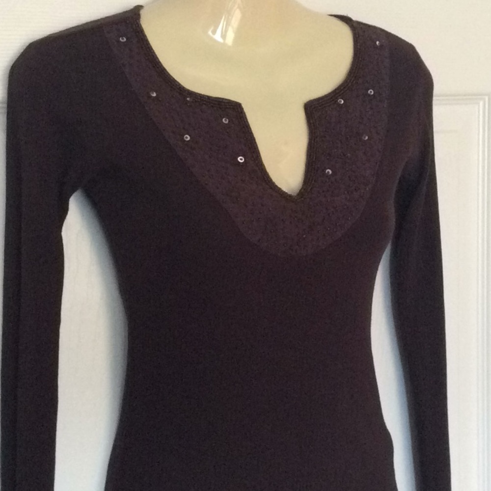 Vintage FAME Knitworks top Sz S EUC cotton embellished sequins Y2K